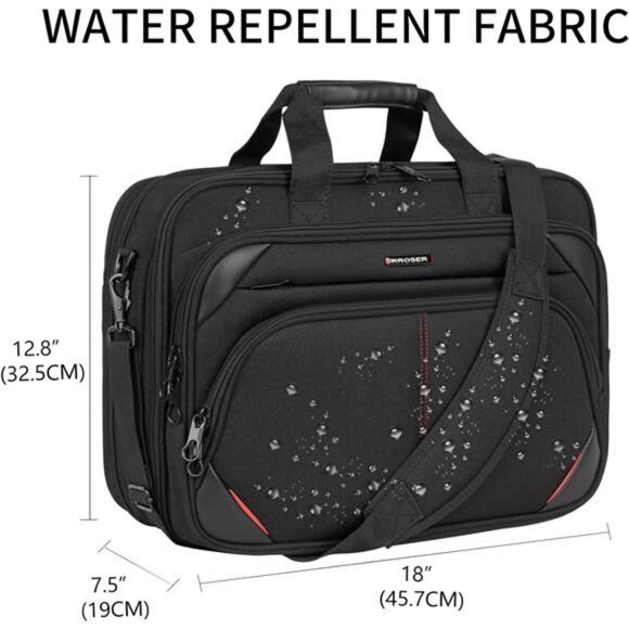Laptop Bag 17.3 Inch Premium Laptop Briefcase, Expandable Water Repellant Bag - Picture 3 of 7